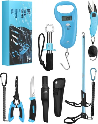 Vista 11 de Mossy Oak Fishing Tools Kit- Fishing Plier, Fish Lip Gripper, Multifunctional Fishing Hook Remover with Lanyards Sheath, Saltwater Resistant Fishing