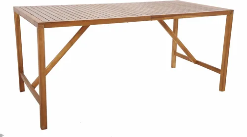 Vista 9 de Tangkula Mesa de comedor rectangular para exteriores, mesa de madera de acacia con agujero para sombrilla de 2 pulgadas, amplia mesa de listones