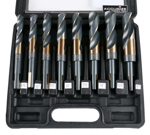 Vista 4 de Accusize Industrial Tools M35 (H.S.S.+5% Cobalto) Vástago y taladro de 1/2" - 9/16" a 1", juego de 8 piezas, H516-6507 M35 HSS + 5% cobalto, 1/2