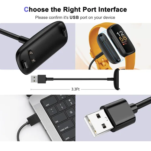 Vista 4 de Paquete de 2 cargadores magnéticos de pared de 5 V para Fitbit Inspire 3 Smartwatch Charger Dock USB adaptador de cable de cable de carga rápida