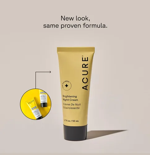 Vista 2 de Acure Crema de noche iluminadora – Crema facial de noche que aumenta el resplandor para mujeres y hombres, hidratante y revitalizante para un tono