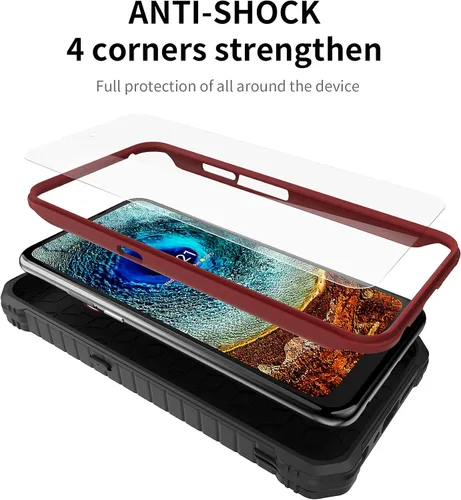 Vista 3 de Funda para Nokia X100, protección de grado militar a prueba de golpes, con protector de pantalla HD de vidrio templado y soporte compatible