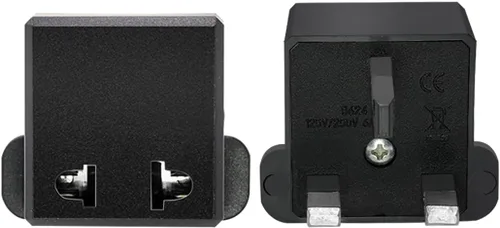 Vista 3 de (Negro-2 piezas) US/EU a UK Enchufes Adaptador de enchufe UE a Reino Unido Enchufes convertidor de corriente Enchufes de 2 pines Enchufe de EE.UU. a