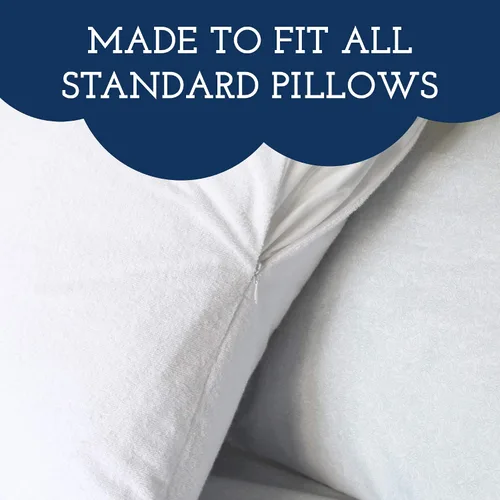 Vista 3 de Little Sleepy Head Protectores de almohada estándar impermeables con cremallera, algodón de rizo, fundas de almohada que protegen de la humedad