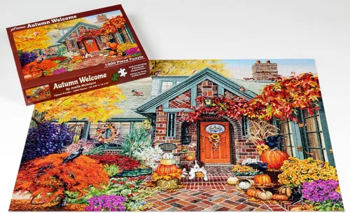 Vista 4 de Vermont Christmas Company Rompecabezas de bienvenida de otoño de 1000 piezas