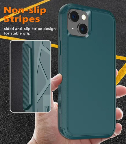 Vista 5 de Diverbox Funda para iPhone 15 [a prueba de golpes] [a prueba de caídas] [protector de pantalla de vidrio templado], funda de protección resistente