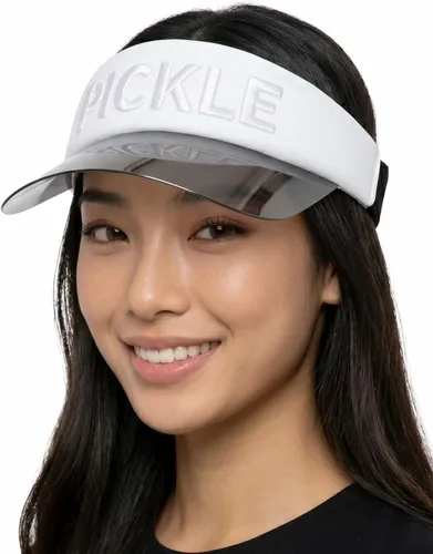 Vista 14 de Funky Junque Viseras solares para mujer, protección UV, ala holográfica, UPF 50, ajustable, golf, tenis, pickleball playa, verano Negro