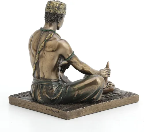 Vista 3 de Veronese Design - Estatua de dios africanos de 5 1/8 pulgadas de alto Orunla el Orisha de la Sabiduría, destino y profecía, acabado de bronce antiguo