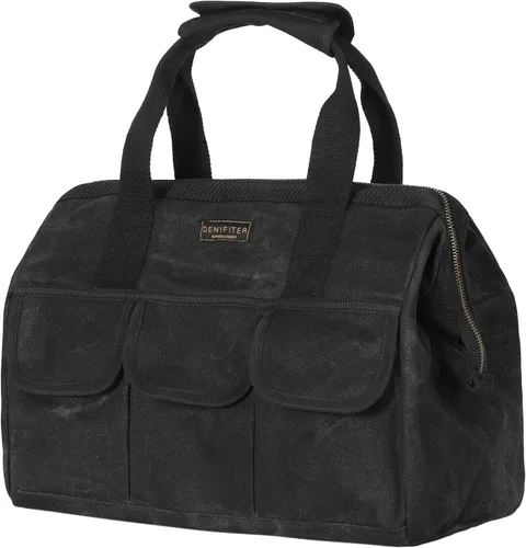 Vista 10 de Bolsa de herramientas de 13 pulgadas, bolsa de herramientas de boca ancha resistente al agua de servicio pesado, bolsa de herramientas con asa