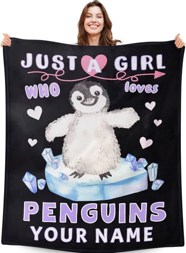 Vista 8 de Manta de pingüino para regalo, 40 x 30 pulgadas, bonita manta para niños, niñas y niños, manta negra suave y mullida para regazo y silla