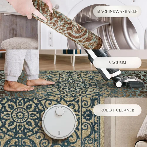 Vista 9 de Maples Rugs Pelham - Alfombra vintage para sala de estar y dormitorio [Hecha en EE.UU.]