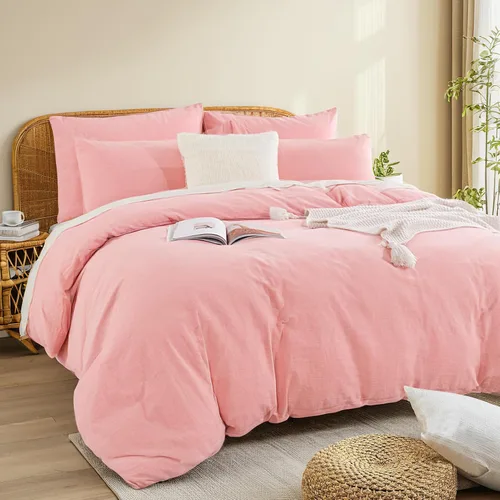 Vista 387 de NEXHOME PRO Funda de edredón Twin XL 100% algodón lavado, transpirable, duradera, texturizada, similar al lino, juego de ropa de cama para el hogar