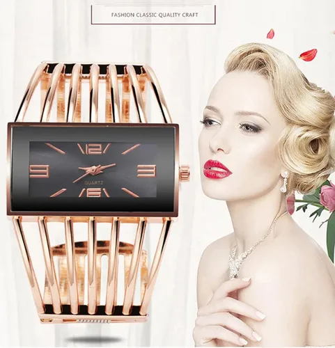 Vista 5 de Relojes de pulsera de moda para mujer, reloj de pulsera analógico de cuarzo con esfera rectangular de lujo, regalos para mujer