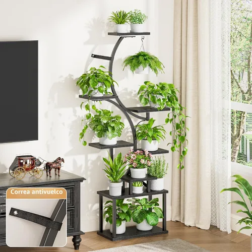 Vista 8 de Soporte para plantas con luces de cultivo para plantas de interior, estante esquinero alto de 8 niveles con luz de espectro completo, en forma de S