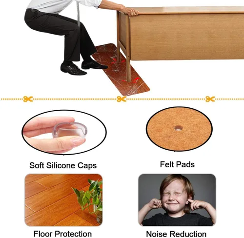 Vista 4 de Tapas para patas de silla, redondas de silicona transparente para patas de muebles de mesa, protectores de piso de madera, almohadillas de fieltro