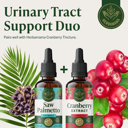 Vista 7 de HERBAMAMA Saw Palmetto Extract - Suplemento de hierbas para el cabello y la salud urinaria - Fórmula de bienestar diario para hombres y mujeres