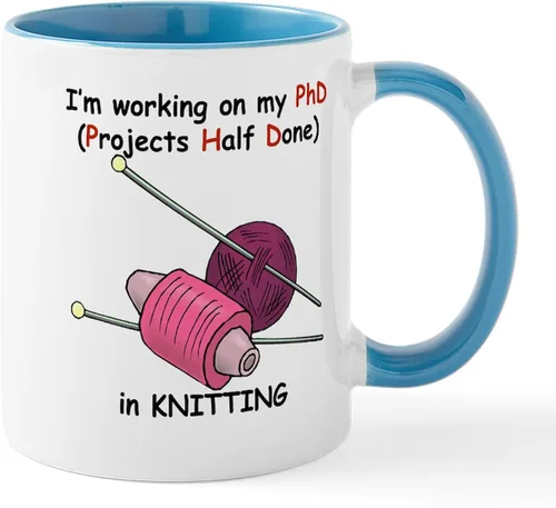Vista 18 de CafePress Knitting Phd (Projects Half D Mug 11 oz (11.0 fl oz) Taza de café de cerámica