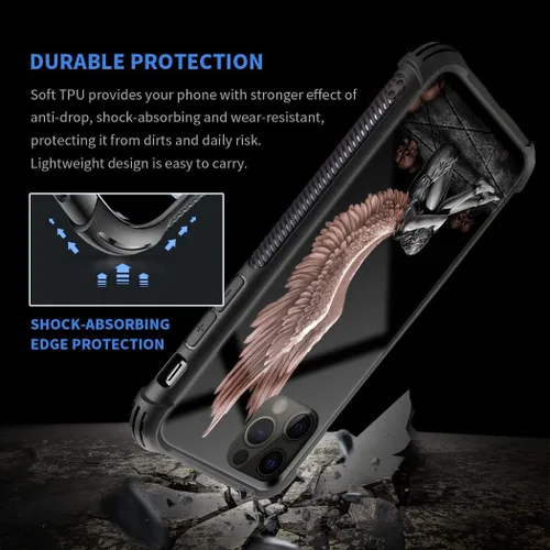 Vista 6 de DAIZAG Funda compatible con iPhone 12 Pro Max, diseño de personalidad de alas de ángel con protección contra golpes y arañazos para iPhone 12 Pro