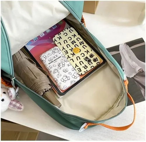 Vista 8 de Mochila coreana linda kawaii japonesa pastel estético de 16 pulgadas para laptop para adolescentes y niñas mochila escolar para estudiantes F-negro