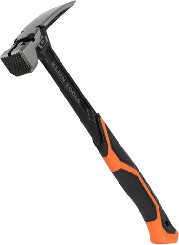Vista 17 de Klein Tools H80718 Martillo de garra recta con cabeza lisa, 18 onzas, mango de agarre antideslizante de fibra de vidrio con orificio de sujeción, 15