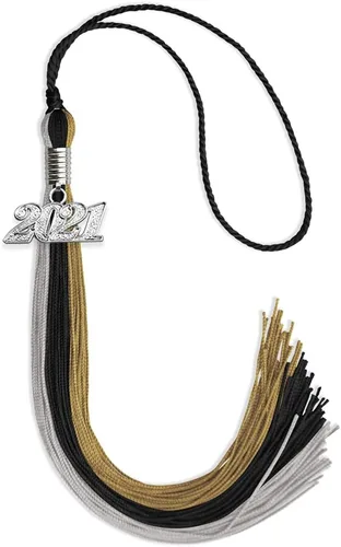 Vista 94 de Endea Graduation Borla de triple color con gota de fecha plateada (negro/dorado/granate, 2020)