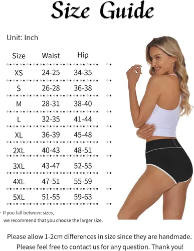 Vista 6 de VIVISOO - Ropa interior elástica, suave, transpirable, de algodón y tiro alto para mujeres, paquete de 5