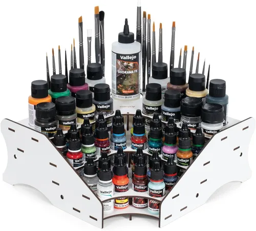 Vista 5 de Vallejo - Expositor de Pintura Montado en Pared para la Organización de Pinturas Acrílicas para Modelos a Escala y Miniaturas Contiene 43 Botellas