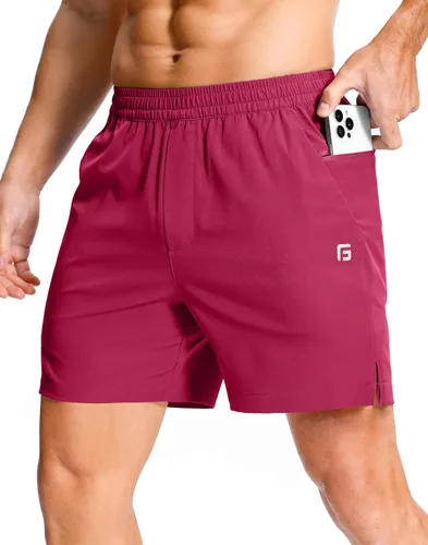 Vista 15 de GGJ Pantalones cortos deportivos ligeros para hombre con 2 bolsillos con cremallera de 7/5/9 pulgadas, pantalones cortos de tenis de secado rápido
