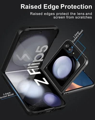 Vista 5 de Cresee Funda para Samsung Galaxy Z Flip 5 (2023) con protector de pantalla de cubierta, funda delgada para teléfono de PC dura para Galaxy Z Flip5