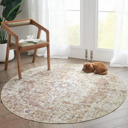 Vista 62 de jinchan Alfombra de Área 2x3 pies Alfombra Vintage de Entrada Lavable Bohemia Tapete Interior para Puerta Medallón Floral Tapete Pequeño para Puerta