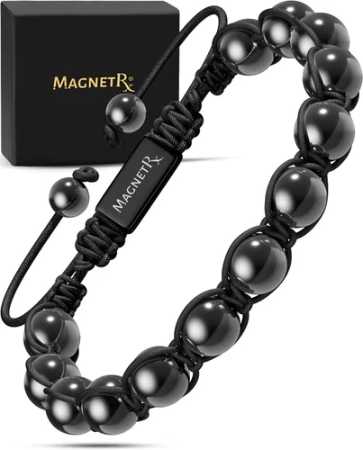 Vista 14 de MagnetRX® Pulsera de hematita y amatista, pulseras magnéticas de hematita de máxima fuerza, pulseras de cuentas moradas con cristales de amatista