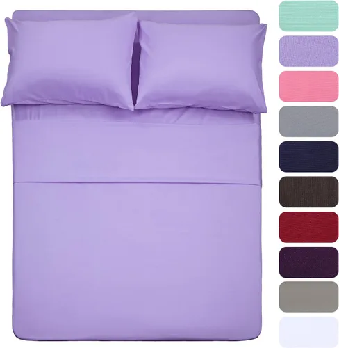 Vista 23 de Juego de sábanas de diseño estampado clásico - Juegos de sábanas con bolsillo profundo ultra suave y transpirable., Microfibra, Celeste (Baby Blue)
