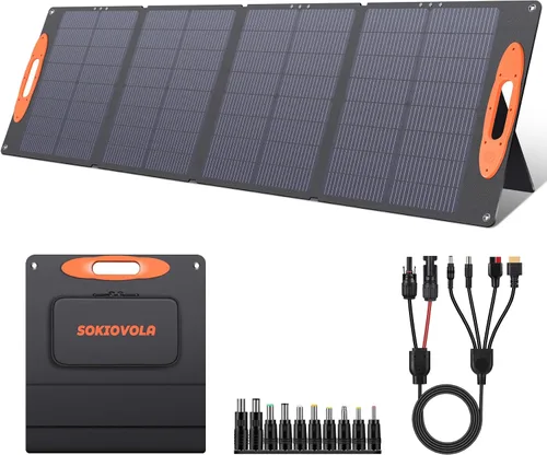 Vista 8 de SOKIOVOLA - Panel solar portátil de 100 W para estación de energía, cargador solar plegable ETFE NextGen con conversión alta del 25% y resistente al