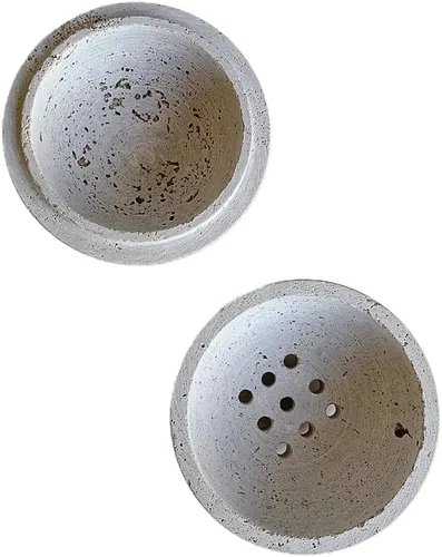 Vista 5 de 9 agujeros hecho a mano de mármol natural redondo quemador de incienso soporte para meditación, decoración de habitación/cocina/cafetería
