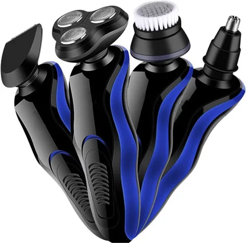 Vista 2 de Maquinilla de afeitar eléctrica para hombres – Afeitadoras rotativas 4 en 1 para hombres – Kit de aseo eléctrico – Maquinillas de afeitar húmedas