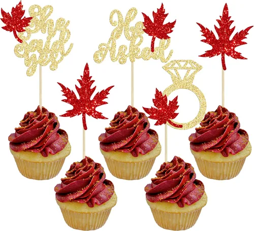 Vista 15 de Gyufise 24 decoraciones para cupcakes de otoño con texto en inglés "Miss to Mrs Cupcake Topper Champage Gold Fall Pumpkin Bride Shower Cake Toppers