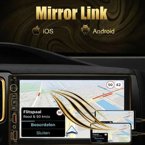 Vista 3 de Estéreo de coche doble DIN con pantalla táctil IPS HD de 7 pulgadas, compatible con Apple Carplay y Android Auto, cámara trasera gran angular