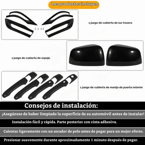 Vista 4 de Cubierta de lámpara de luz trasera, cubiertas de espejo y cubiertas de manija de puerta, bisel brillante, accesorios exteriores para Jeep Grand