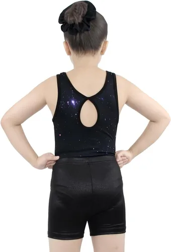 Vista 3 de Leotardos de gimnasia para niñas con pantalones cortos brillantes para bailar ballet
