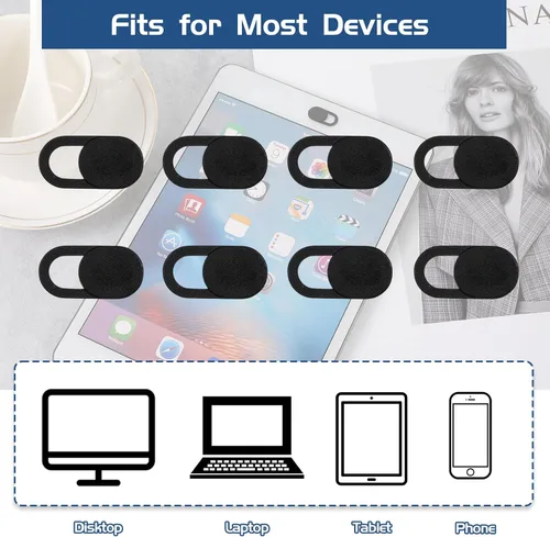 Vista 12 de JJUNW 50 piezas de cubierta deslizante para cámara web, cubierta universal ultrafina de 0.023 pulgadas para cámara web para laptop, computadora Negro