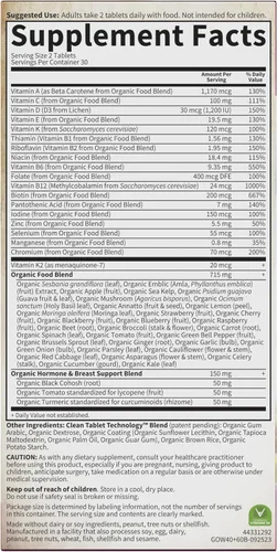 Vista 8 de Garden of Life Organics Vitaminas para Mujeres de 40+ - 60 Tabletas, Multivitamínico para Mujeres de 40+, Vitaminas Veganas para Mujeres Mayores