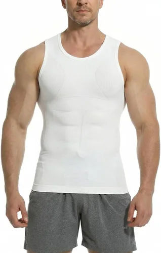 Vista 11 de Camiseta de compresión para hombre, chaleco sin costuras de 2 Pack negro