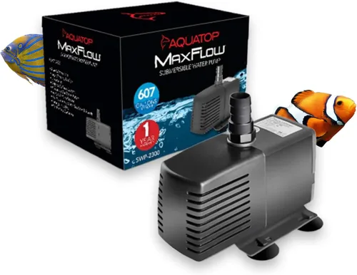 Vista 4 de Aquatop Bomba sumergible para acuario MaxFlow de 95 GPH de flujo ajustable, para peceras, sumideros y estatuas, SWP-230