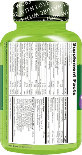 Vista 8 de NATURELO Multivitamínico de Alimentos Integrales + Mezcla Inmunológica con Saúco y Hongos - Multivitamínico Completo con Apoyo Inmunológico Extra