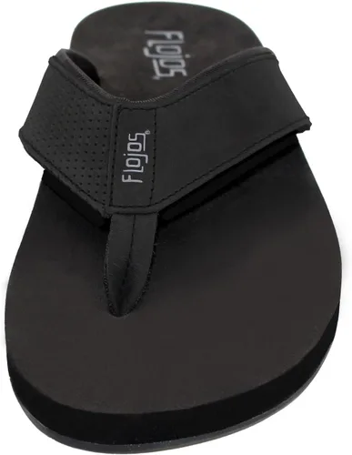 Vista 3 de Flojos Cole Genuine Leather Perforated Strap Mens Sandal Negro