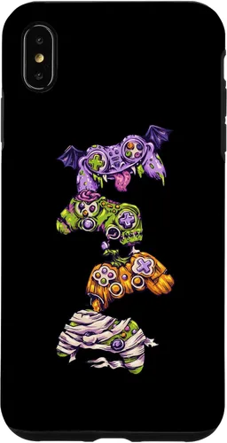 Vista 7 de Funda para iPhone 15 Halloween Skeleton Zombie Gaming Controllers para niños