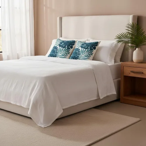 Vista 7 de Fundas de almohada bordadas de 18 x 18 pulgadas, paquete de 2 hojas Hoja tropical azul