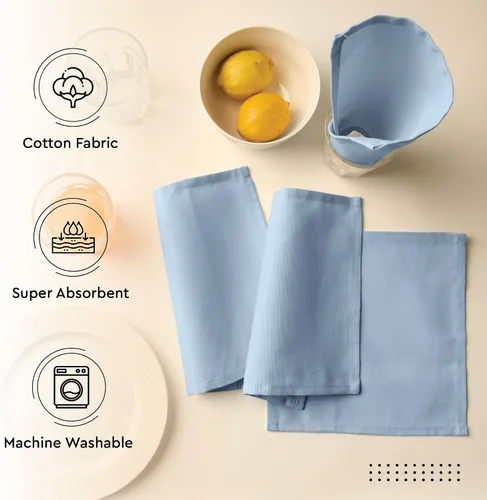Vista 4 de Encasa XO Juego de 12 servilletas de tela de cóctel Servilletas de mesa de algodón puro Tamaño (9 x 9 pulgadas) B gris sólido Lavable a