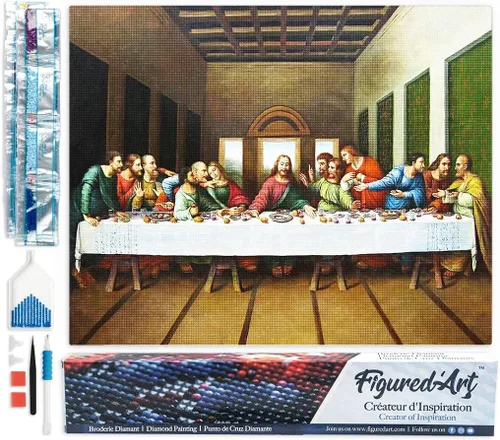 Vista 10 de Figured'Art Kit de arte de pintura de diamantes para adultos de 16 x 20 pulgadas, taladro cuadrado completo 5D en el lago, lienzo enrollado