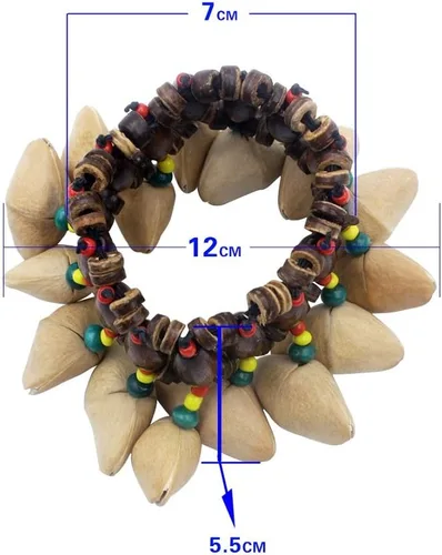Vista 5 de Pulsera de concha de nueces estilo tribal africano Dora Nut Handbell Accesorios de percusión